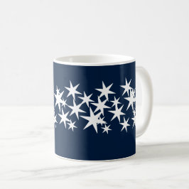 Caneca De Café Estrelas de Natal, luzes marinho azul brancas