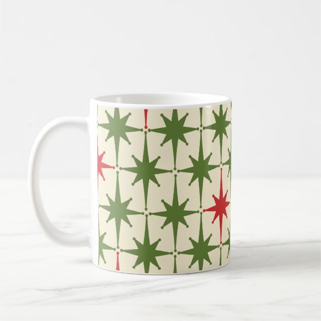 Caneca De Café Estrelas de Natal Modernas do Século Médio (Esquerda)