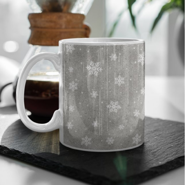 Caneca De Café Estrelas de relva prateada elegantes Snowflakes Co (Criador carregado)