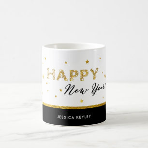 Caneca De Café Estrelas do ouro - Feliz ano novo