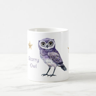 Caneca De Café Estrelas Douradas da Coruja Roxa