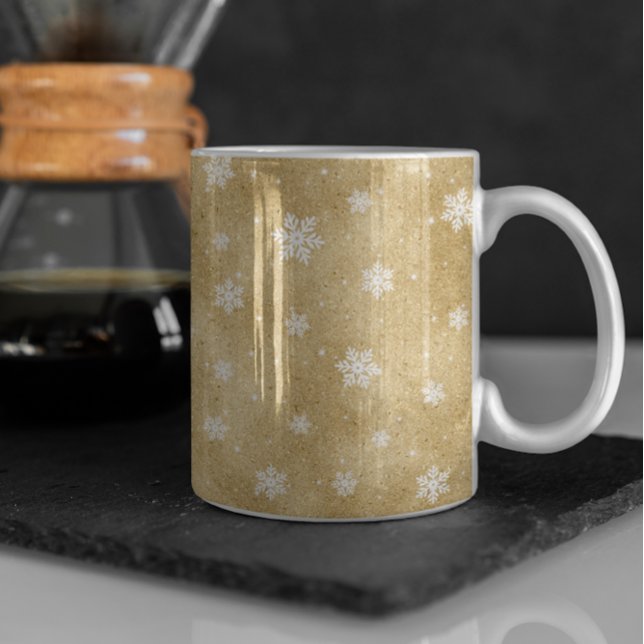 Caneca De Café Estrelas Douradas de Lama de Neve Flocos de Café (Criador carregado)
