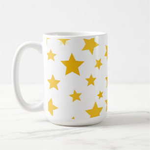 Caneca De Café estrelas douradas em fundo branco