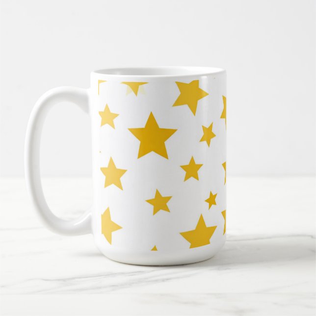 Caneca De Café estrelas douradas em fundo branco (Esquerda)