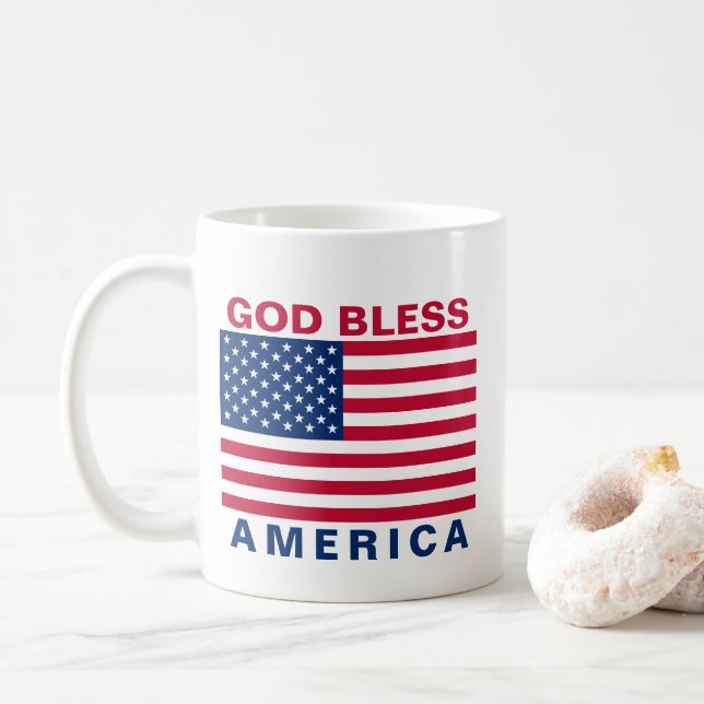 Caneca De Café Estrelas e faixas de bandeira americanas (Com Donut)