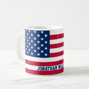Caneca De Café Estrelas e faixas de sinalizador personalizadas do