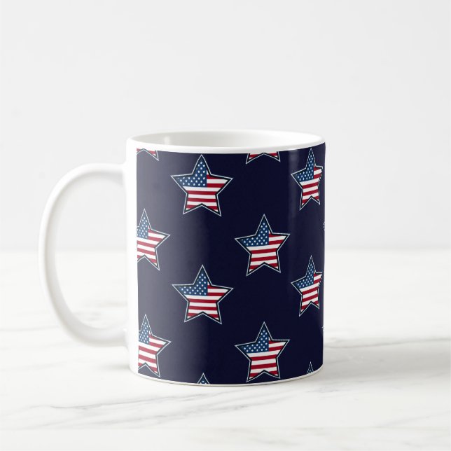 Caneca De Café Estrelas e faixas do American Flag Blue Star (Esquerda)