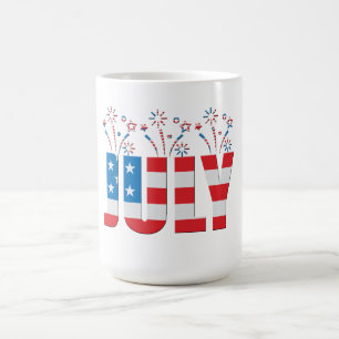 Caneca De Café Estrelas e Greve Americanas do Mês do Partido Julh