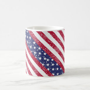 Caneca De Café Estrelas e Listras Patrióticas Angustiadas