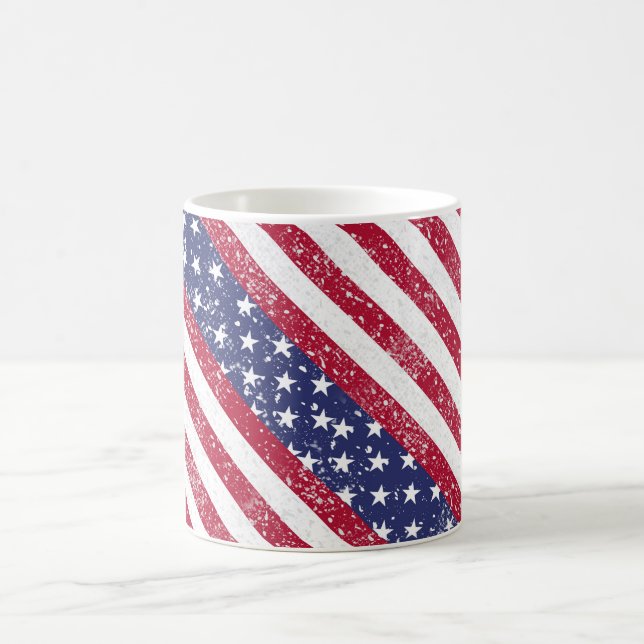 Caneca De Café Estrelas e Listras Patrióticas Angustiadas (Centro)