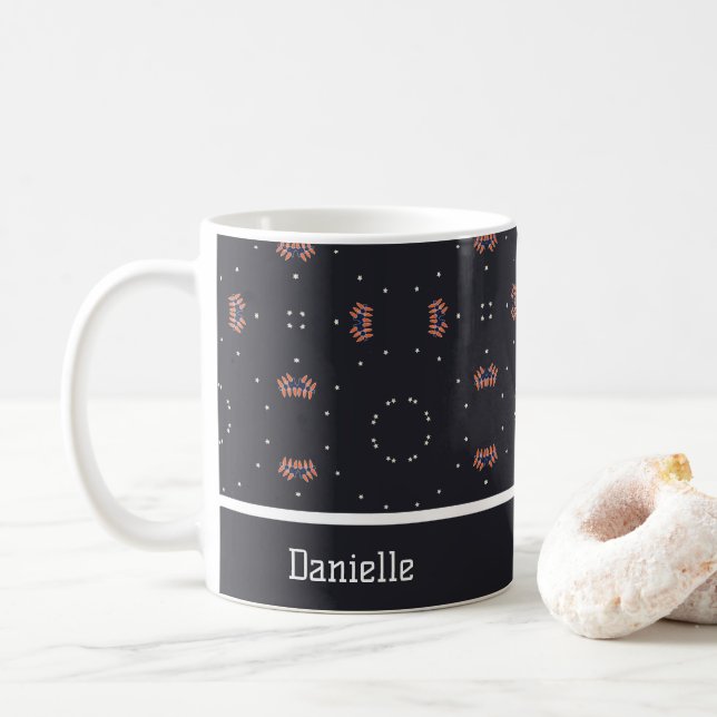 Caneca De Café Estrelas E Padrão Único De Espaco (Com Donut)