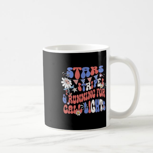 Caneca De Café Estrelas E Stripes Correndo Para Luzes De Chamada  (Direita)