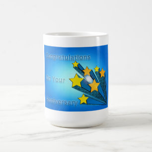 Caneca De Café Estrelas Felizes de Aniversário do Funcionário