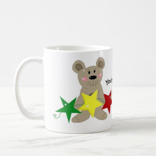 Caneca De Café Estrelas Festivas e Urso (Esquerda)