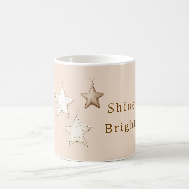 Caneca De Café Estrelas Marrons Bege Creme Pêssego (Centro)