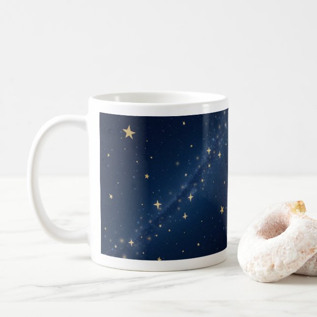 Caneca De Café estrelas no céu noturno (Com Donut)