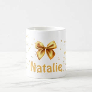 Caneca De Café Estrelas ouros bonitinhas de fita de dourada monog