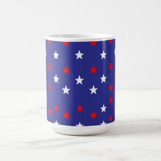 Caneca De Café Estrelas Vermelhas e Brancas Patrióticas no Azul R