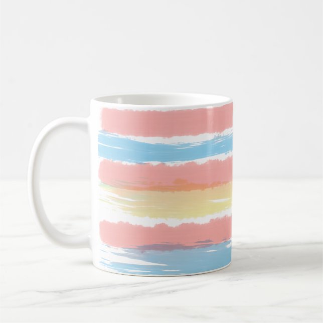 Caneca De Café Estrias Amarelas Cor Azul Cor-de-Rosa (Esquerda)