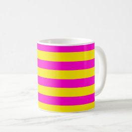 Caneca De Café Estrias Amarelas Quentes E Rosa-Quente