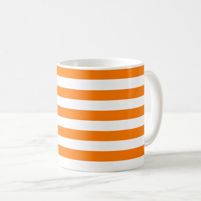 Caneca De Café Estrias brancas e laranja de segurança (Frente Esquerda)