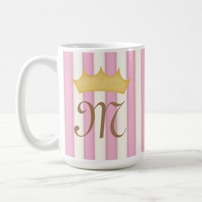 Caneca De Café Estrias Vitorianas Rosa - Princesa Monograma Inver (Esquerda)