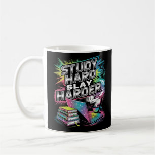 Caneca De Café Estudo de Duro Apresenta Motivação de Chrome Neon