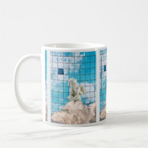 Caneca De Café Etéreo Azul Onírico Anjo-Reflexo Montagem