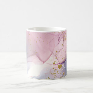 Caneca De Café Etéreo Rosa Periwinkle e Fantasia Glam Dourada Tin