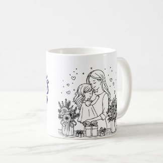 Caneca De Café eterno Love - Dia de as mães Line Art Mug 🖤
