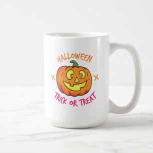 Caneca De Café Etiqueta de Abóbora de Halloween para Doces ou Tra