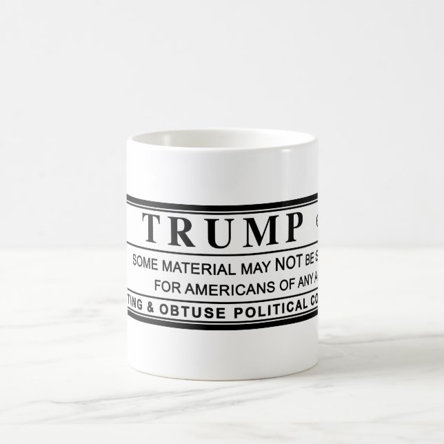 Caneca De Café Etiqueta de Aviso do Donald Trump (Centro)
