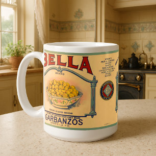 Caneca De Café Etiqueta de Feijão Garbanzo Enlatado Vintage