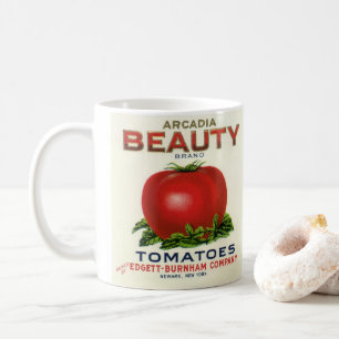 Caneca De Café Etiqueta de Fruta Vintage, Tomates de beleza Arcad