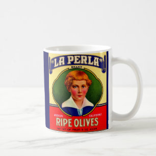 Caneca De Café Etiqueta LaPerla Olives, 1930
