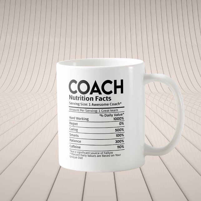 Caneca De Café Etiqueta Nutricional do Treinador Obrigado Present (Coach Nutritional Label Thank You Gift Coffee Mug
)