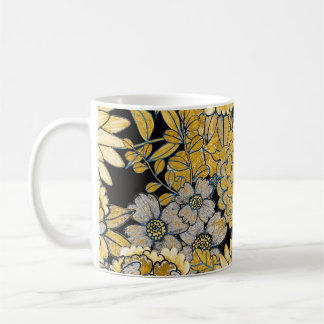 Caneca De Café Etnia Floral: Textura de Paisley Criativa.