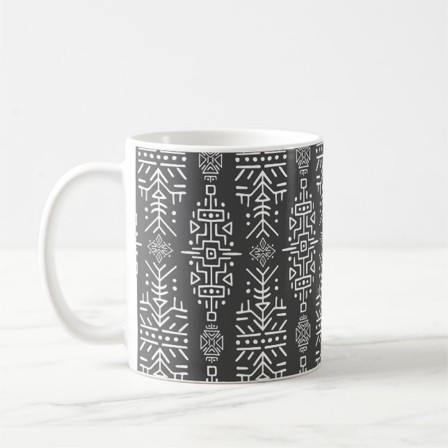 Caneca De Café Étnica Boho Chic: Design Tribal Sem Costura (Esquerda)