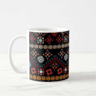 Caneca De Café Étnica Boho: Tribal Colorida Sem Olho.