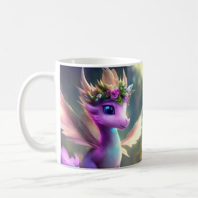 Caneca De Café Eu acredito no Maravilhoso (Dragão de Fada Roxo) (Esquerda)