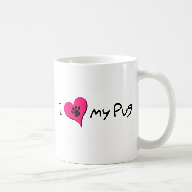 Caneca De Café Eu adoro a minha citação com pata impressa no cora (Direita)