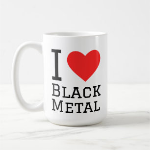 Caneca De Café Eu adoro adesivo preto de metal quadrado