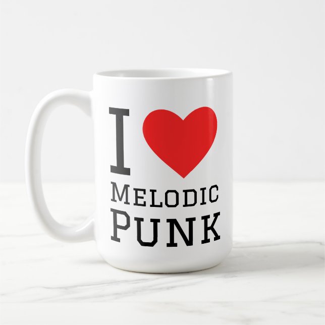Caneca De Café Eu adoro adesivo quadrado punk melódico (Esquerda)