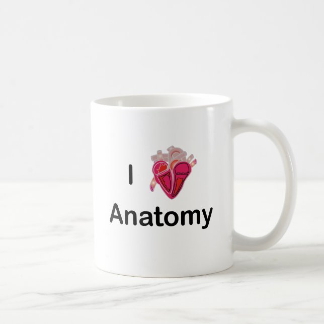 Caneca De Café Eu adoro anatomia com coração humano! (Direita)