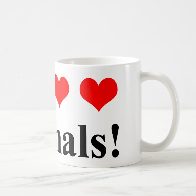 Caneca De Café Eu adoro animais! (Direita)