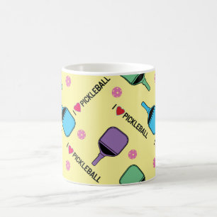 Caneca De Café Eu adoro bolas de piclebolas em amarelo