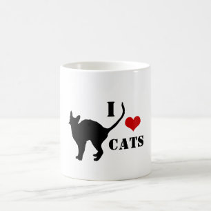Caneca De Café Eu adoro café de gato preto / chá