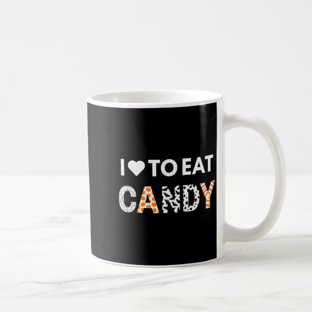 Caneca De Café Eu Adoro Comer Doce Sou Doce Casais de Halloween M (Direita)