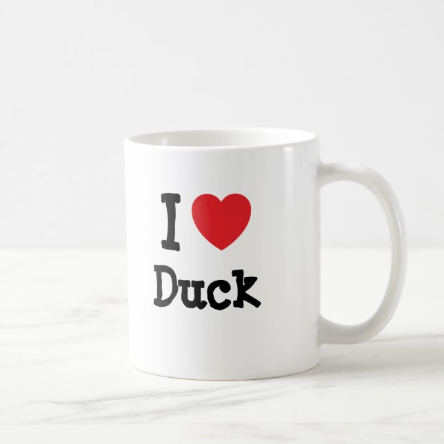 Caneca De Café Eu adoro Duck Heart Shirt (Direita)