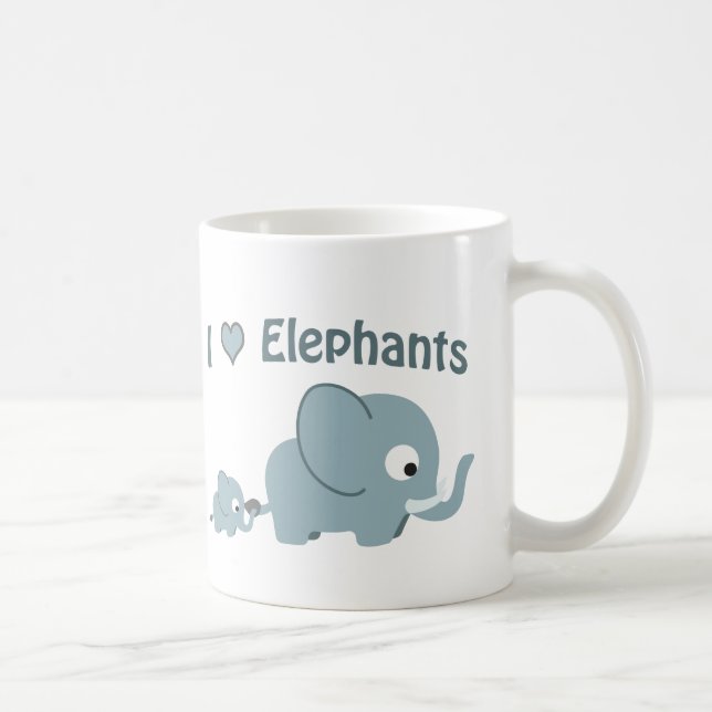 Caneca De Café Eu adoro elefantes. (Direita)